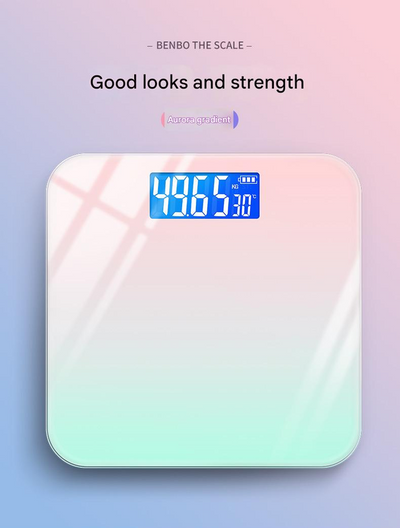 Smart USB Rechargeable Digital Bathroom Scale - Measures Body Weight & Temperature(Gradient green)