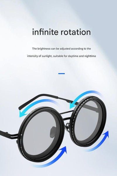 Adjustable ND9 Filter Sunglasses,Steampunk Retro Design with Polarized HD Anti-Glare Lenses(black)