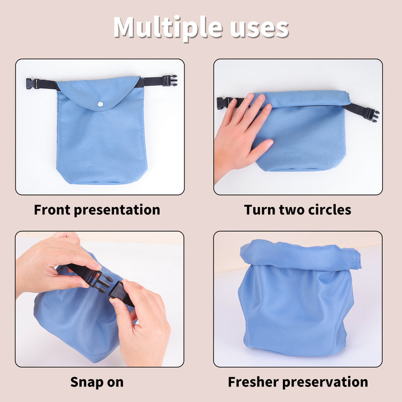 2-pcs Blue Portable Pet Food Storage Bag - Roll Top Treat Pouch for Travel & Walks