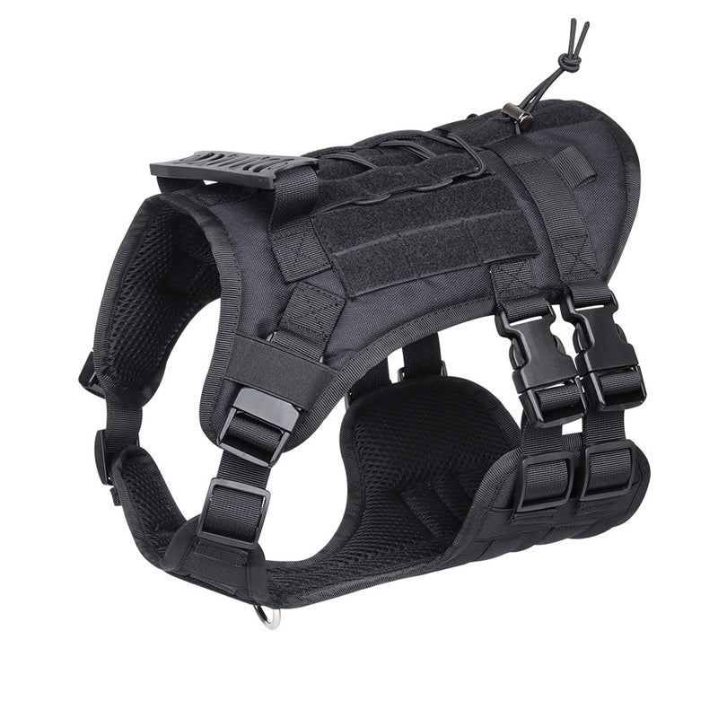Black Tactical Dog Training Harness - Adjustable Vest for Training and Walking - M