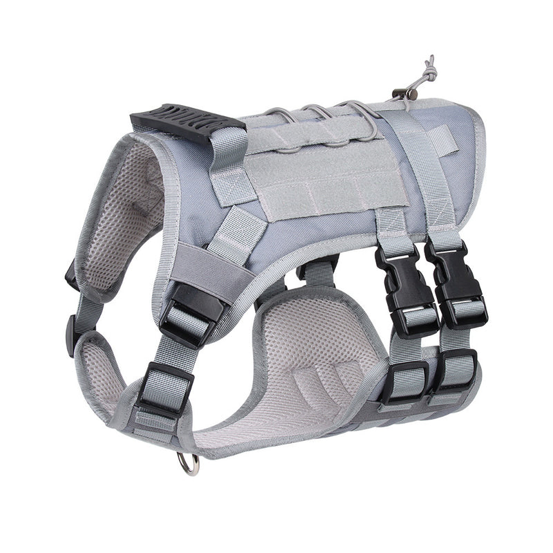 Gray Tactical Dog Training Harness - Adjustable Vest for Training and Walking - S