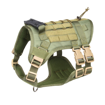 Green Tactical Dog Training Harness - Adjustable Vest for Training and Walking - S
