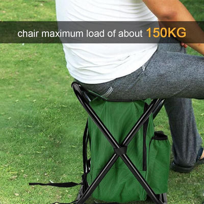 Camouflage Insulated Cooler Backpack Chair - Foldable Stool for Picnics & BBQ