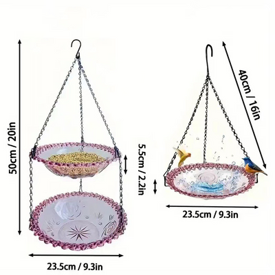 Purple Easy Clean Hanging Bird Feeder - Double Layer Durable Plastic Design for Patios