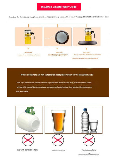 USB Cup Warmer - Dark Wood Grain Electric Beverage Warmer for Desk, Office and Home