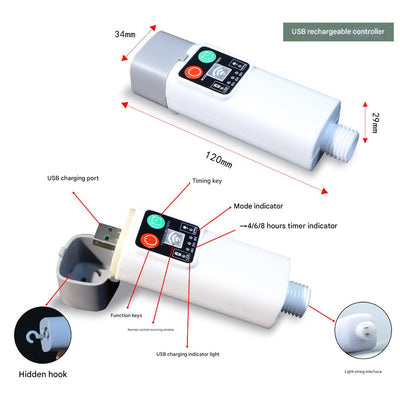 (300 lights in 30 meters color) Camping tent light kit - rechargeable power bank, spool light string, remote control