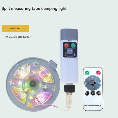 (200 lights in 20 meters color) Camping tent light kit - rechargeable power bank, spool light string, remote control
