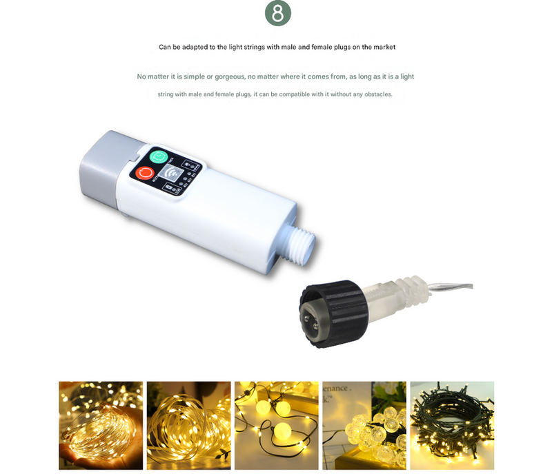 (200 lights warm white at 20 meters) Camping tent light kit - rechargeable power bank, spool light string, remote control