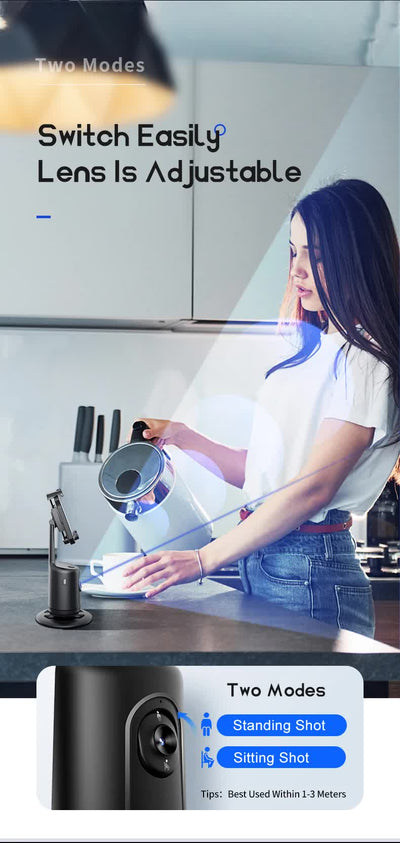 Pink AI Smart Auto Tracking Phone Holder - 360° Rotation Face & Body Tracking Mount