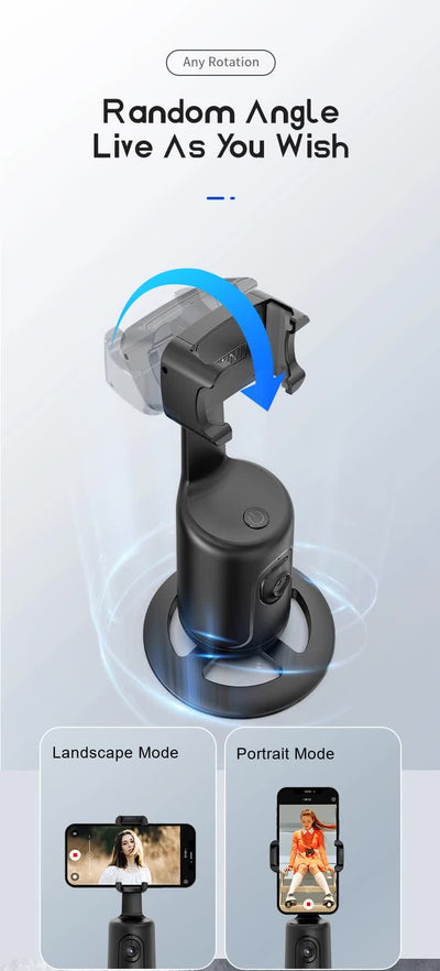 Pink AI Smart Auto Tracking Phone Holder - 360° Rotation Face & Body Tracking Mount
