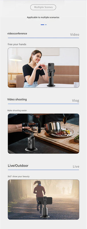 Pink AI Smart Auto Tracking Phone Holder - 360° Rotation Face & Body Tracking Mount