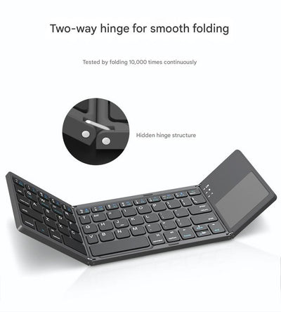 Black Tri-Fold Bluetooth Keyboard with Touchpad - Multi-Device Compatible (iOS/Android/Win)