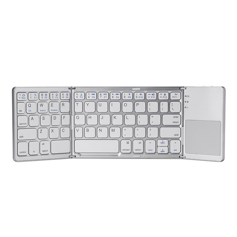 White Tri-Fold Bluetooth Keyboard with Touchpad - Multi-Device Compatible (iOS/Android/Win)