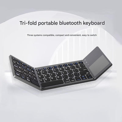 White Tri-Fold Bluetooth Keyboard with Touchpad - Multi-Device Compatible (iOS/Android/Win)