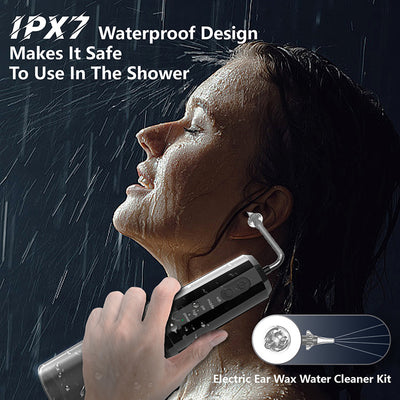 Black Electric Ear Wax Removal Kit - Rechargeable Water Irrigator Cleaner Tool