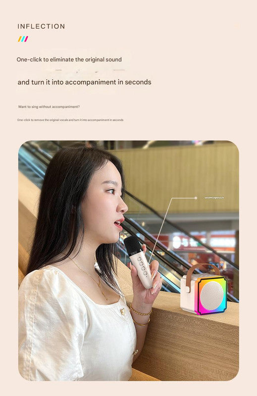 Pink Fun Portable Party Speaker - Karaoke Machine with Two Wireless Microphones and Voice Effects