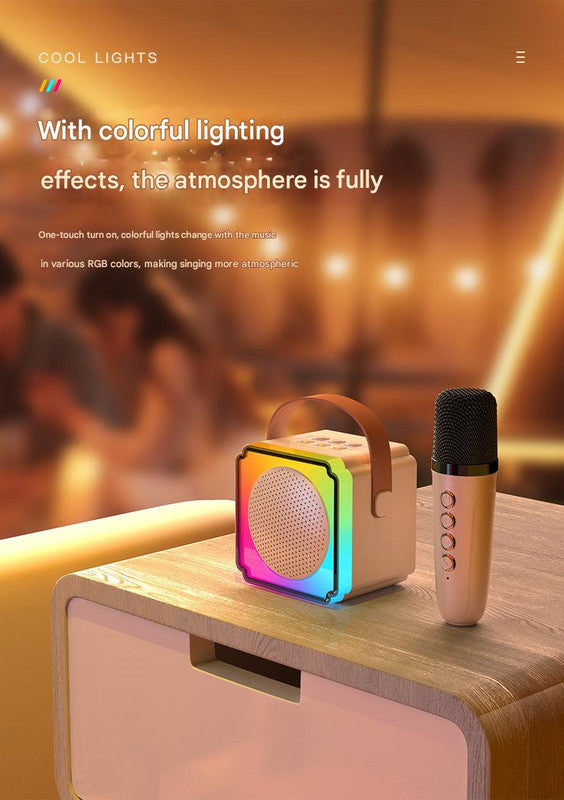 Pink Fun Portable Party Speaker - Karaoke Machine with Two Wireless Microphones and Voice Effects