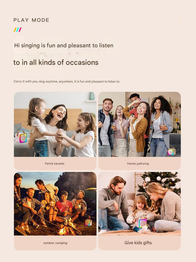 Pink Fun Portable Party Speaker - Karaoke Machine with Two Wireless Microphones and Voice Effects