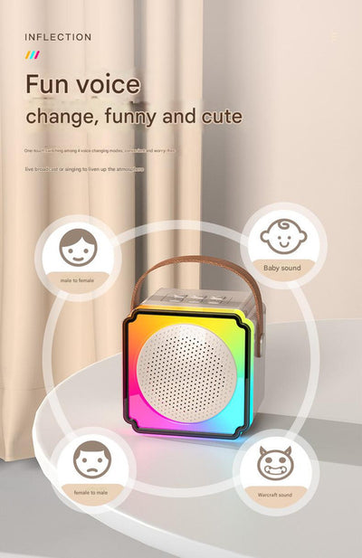 Pink Fun Portable Party Speaker - Karaoke Machine with Two Wireless Microphones and Voice Effects