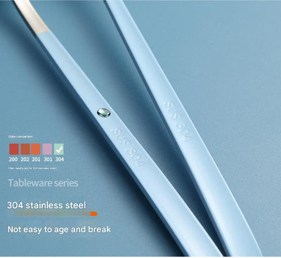 2 - pcs Light blue Reusable Travel Utensil Set with Case - 304 Stainless Steel Spoon, Fork & Chopsticks