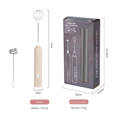 Apricot Mini Hand Mixer with Frother & Balloon Whisk Heads - Rechargeable Kitchen Tool
