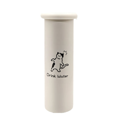 Mini Insulated Coffee Cup - 316 Stainless Steel, Portable & Stylish - White Kitten (300ml+cup brush)