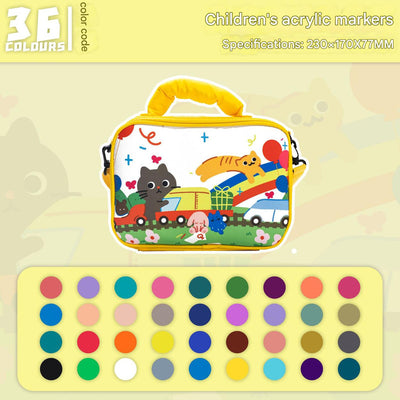 36 colors Kids Double-Layer Marker Set with Carry Case - Portable Art Supply Organizer Bag