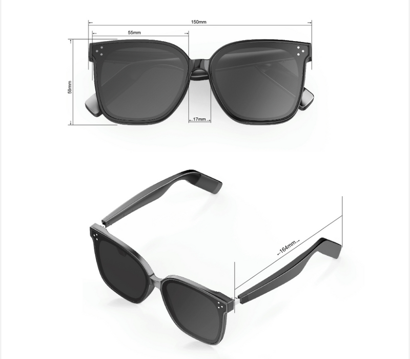 Grey Fashion Bluetooth Music Sunglasses - UV Protection Eyewear with Speakers