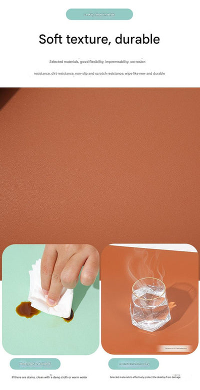 Dark green/gray Extra-Large Leather Table Mat for Study & Work - Pad for Students & Office Use (100x50cm)
