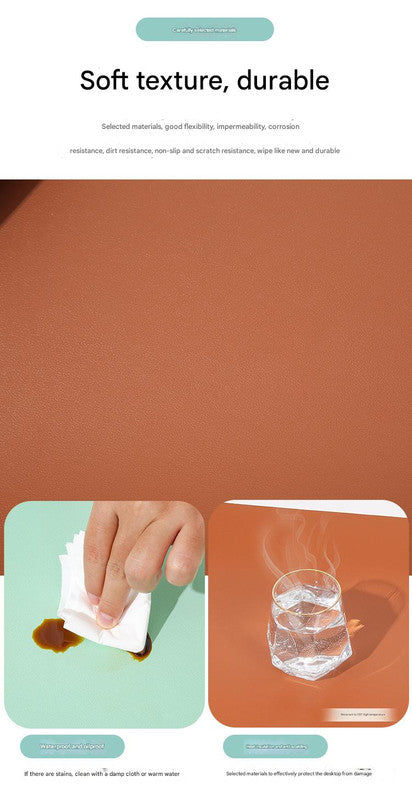 Dark green/gray Extra-Large Leather Table Mat for Study & Work - Pad for Students & Office Use (100x50cm)