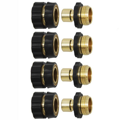 American Standard 3/4 Inch Brass Quick Connect Garden Hose Adapter (4 Male & 4 Female)