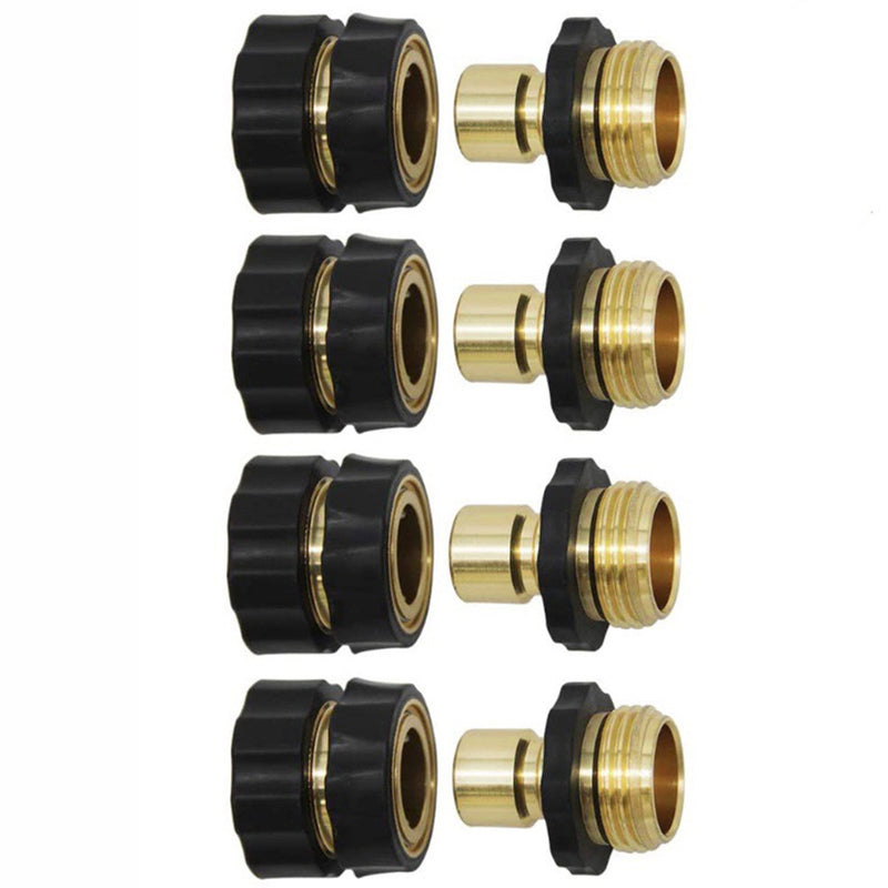 American Standard 3/4 Inch Brass Quick Connect Garden Hose Adapter (4 Male & 4 Female)