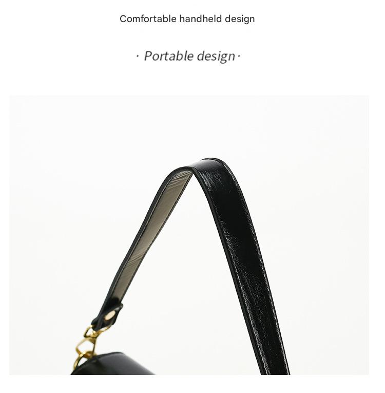 Black Chic Saddle Crossbody Bag with Wide Guitar Strap - PU Leather