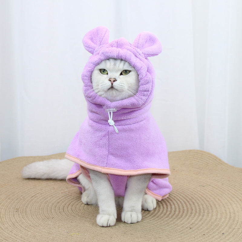 Purple Hooded Dog Bathrobe - Super Absorbent, Adjustable Fit, Cozy Pet Towel (Size : XL)