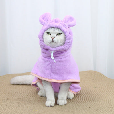 Purple Hooded Dog Bathrobe - Super Absorbent, Adjustable Fit, Cozy Pet Towel (Size : XS)