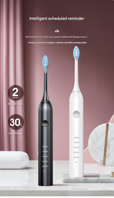 Advanced Sonic Toothbrush: 5 Cleaning Modes, 2-Min Timer, USB Fast Charge, Purple (4 brush heads + bracket + toothbrush box)