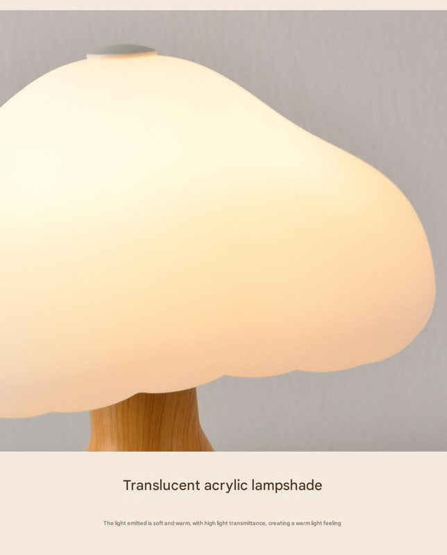 White Mushroom LED Table Lamp - Rechargeable, 3-Color Touch Dimmable, USB-C