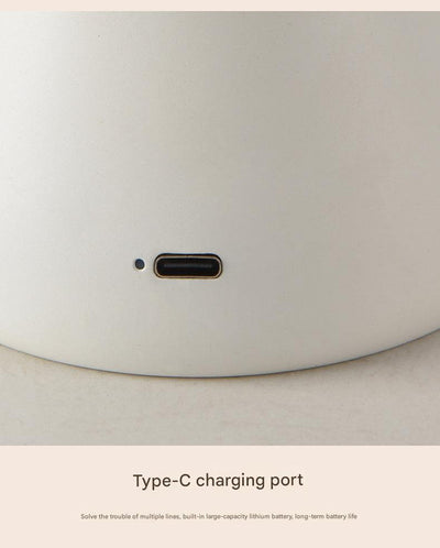 White Mushroom LED Table Lamp - Rechargeable, 3-Color Touch Dimmable, USB-C