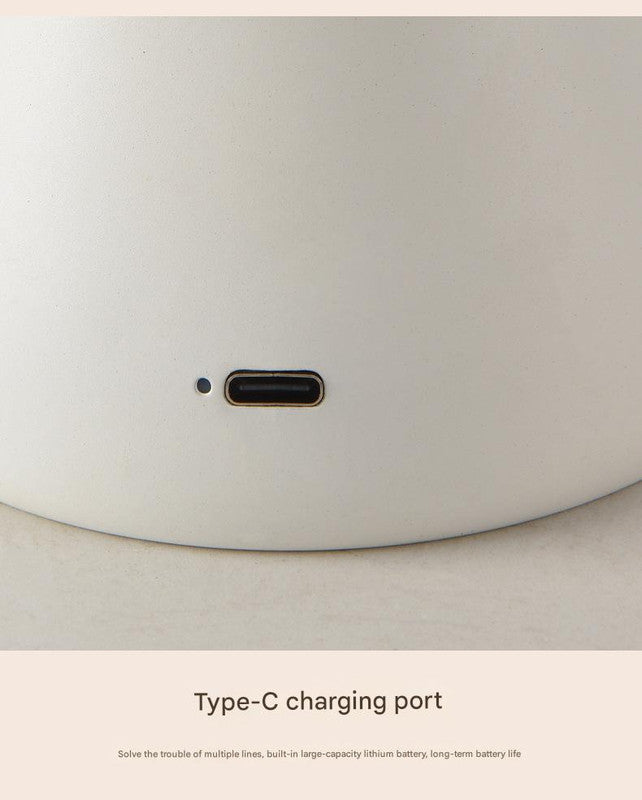 White Mushroom LED Table Lamp - Rechargeable, 3-Color Touch Dimmable, USB-C