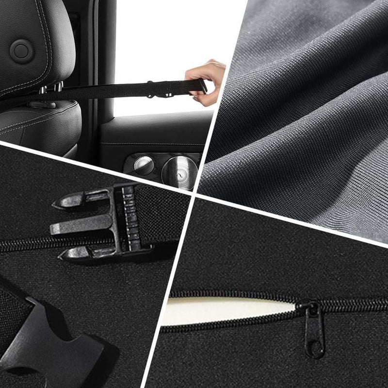 Grey Ergonomic Memory Foam Car Headrest & Lumbar Support Cushion Set - Driving Comfort Neck & Back Pillow