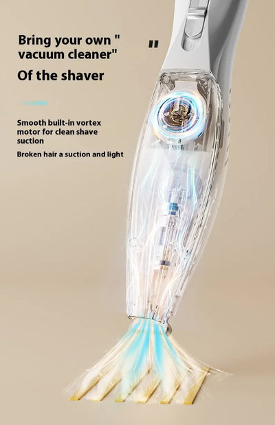 Blue Rechargeable Pet Grooming Clipper with Built-in Vacuum - Low Noise Hair Trimmer for Dogs & Cats