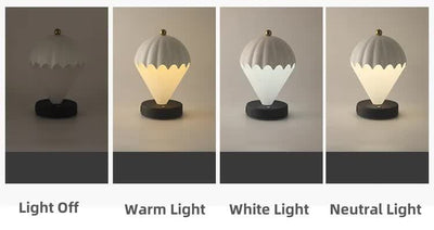 Red Rechargeable Hot Air Balloon LED Touch Lamp - 3-Color Nordic Style Desk Light