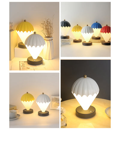 Red Rechargeable Hot Air Balloon LED Touch Lamp - 3-Color Nordic Style Desk Light