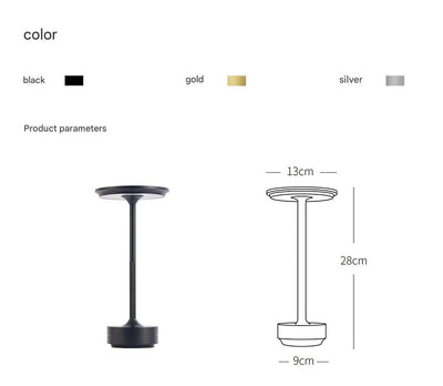 Silver Elegant Aluminum Alloy Rechargeable LED Touch Lamp - 3-Color Dimmable Cordless Table Light
