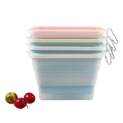 2 Pcs Green Collapsible Silicone Food Storage Container - Microwave & Freezer Safe Lunch Box