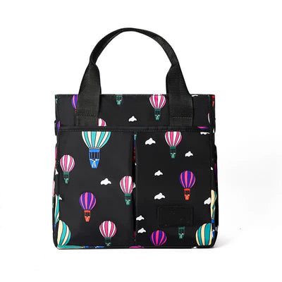 Black Versatile Nappy Bag Tote - Lightweight Diaper Bag with Insulated Pocket & Crossbody Strap