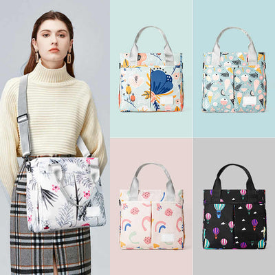 Black Versatile Nappy Bag Tote - Lightweight Diaper Bag with Insulated Pocket & Crossbody Strap