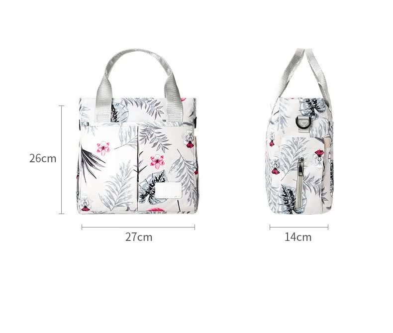 Black Versatile Nappy Bag Tote - Lightweight Diaper Bag with Insulated Pocket & Crossbody Strap