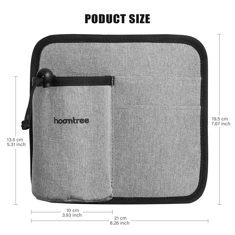 2 Pcs Grey Hands-Free Luggage Handle Travel Cup Holder & Organizer Pouch