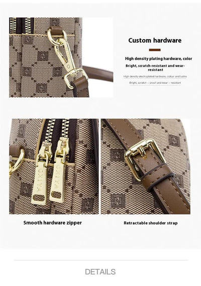 Coffee Chic Round Mini Crossbody Phone Purse - PU Leather Vertical Shoulder Bag with Headphone Port